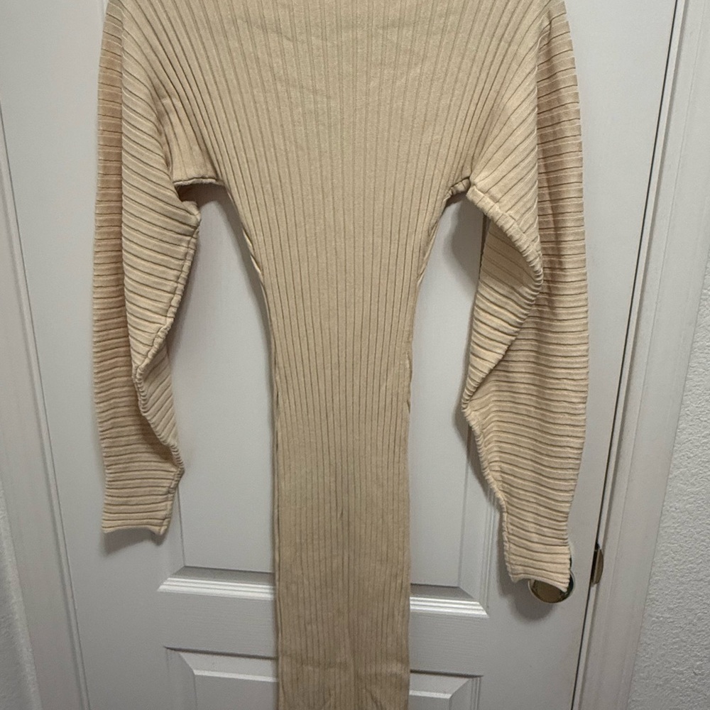 Fashion Nova Cream Long Sleeve Dress - Picture 3 of 4
